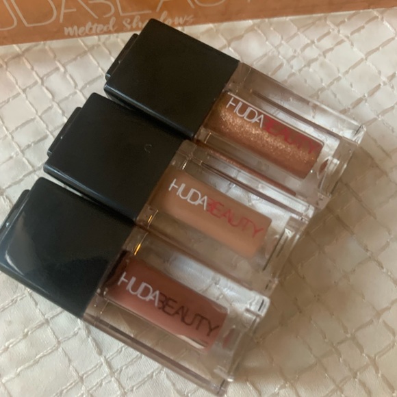 Huda Beauty Melted Liquid Eyeshadow Trio Set in Warm Browns BNIB - Picture 14 of 16